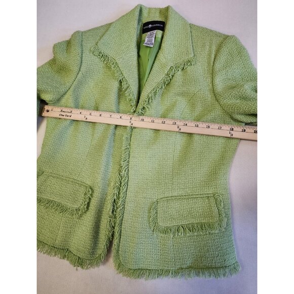 Sag Harbor Sz 8 Blazer Jacket Waffle Knit Fray Trim Pockets Chic Easter Pastel - Picture 8 of 12